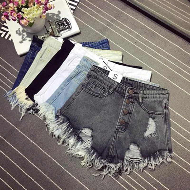 black denim ripped shorts womens