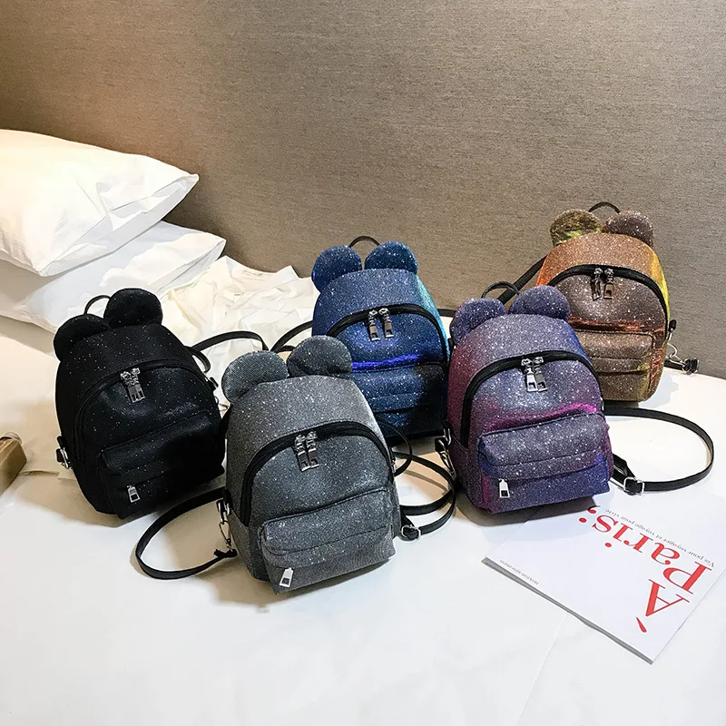 

2019 Spring New Style Bag Korean-style Sequin Backpack Fashion Backpack Combination Bag Casual Trend Mickey Backpack