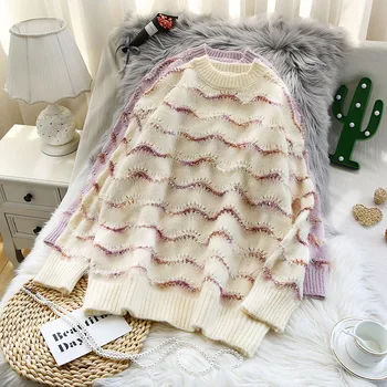 

Tassel knitted women sweater and pullovers 2020 winter new o-neck long-sleeved casual female pulls outwear tops
