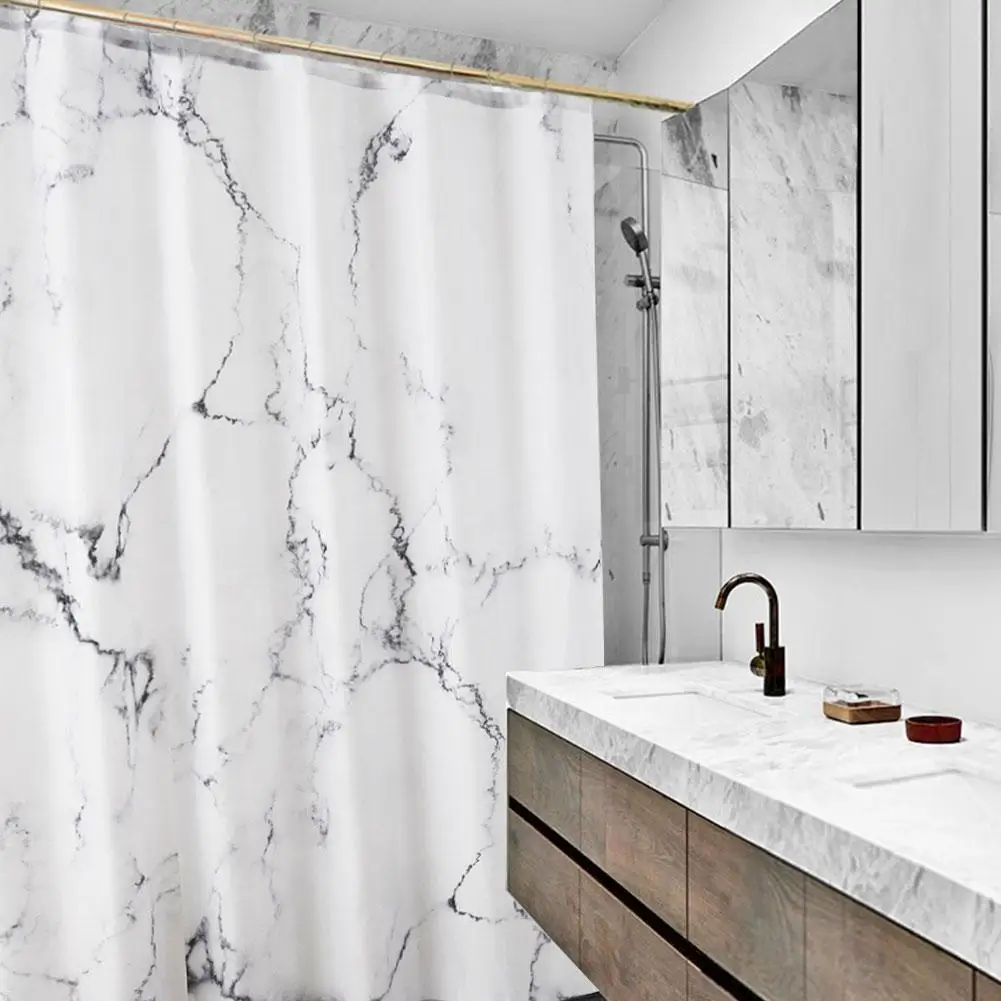 Marble Pattern Bathroom Shower Curtain 72x72 Inch Waterproof With Hooks Decorative Bathroom Accessories Pure Color Bath Curtain