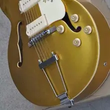 Одежда высшего качества музыкальный инструмент цвет золотистый Джаз Электрогитары полу-пустотелые