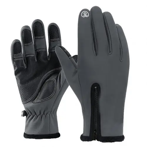 Dark Gray 1 пара морозостойкие противоскользящие перчатки унисекс водонепроницаемые зимние велосипедные пушистые лыжные ветрозащитные перчатки с сенсорным экраном на весь палец спортивные перчатки - Цвет: Dark Gray
