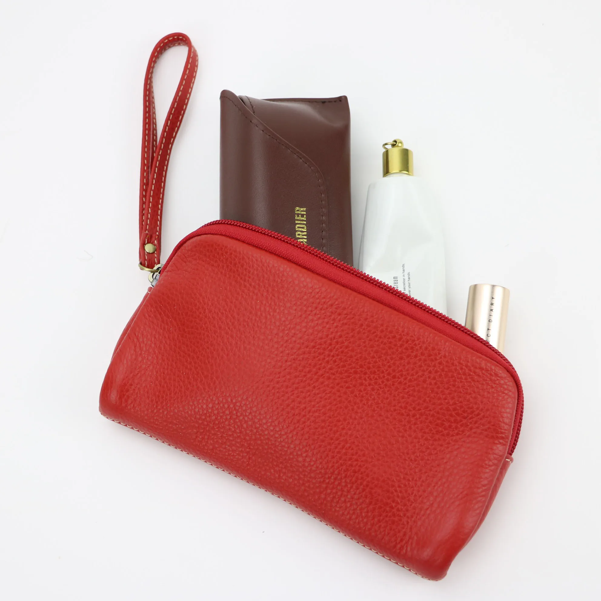 Wristlet Pouch- Red Pebble