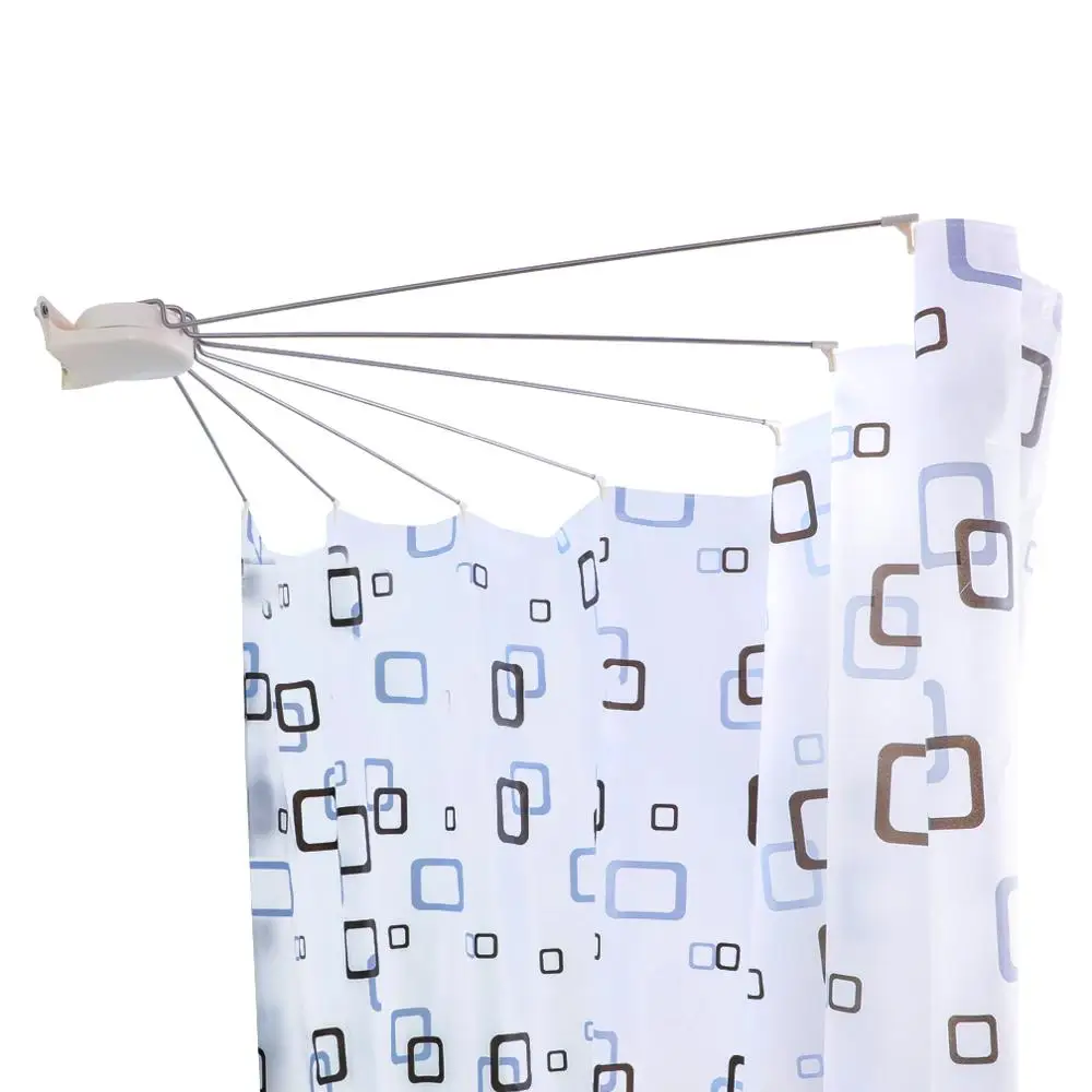 cortina de ducha montada en la pared, ventilador plegable, paraguas, Riel de cortina de ducha de 34,65 pulgadas, ahorro de espacio, cortinas y secas - AliExpress Hogar y jardín