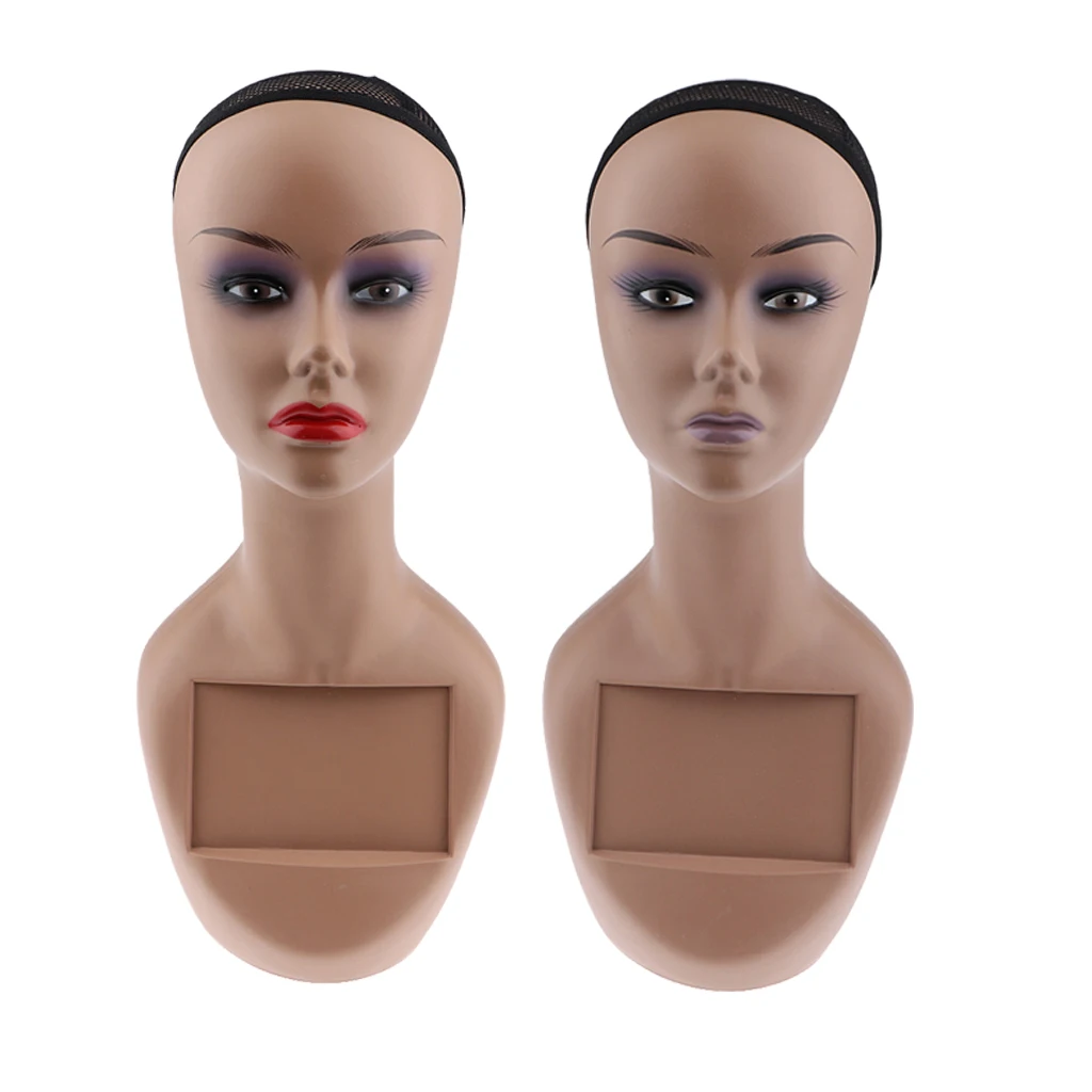 2pcs Female Mannequin Head with Shoulder for Wigs, Hats, Sunglasses Jewelry Display
