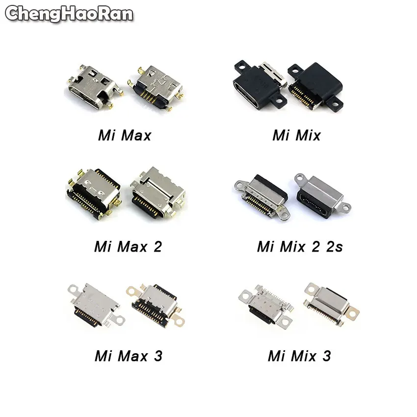 

ChengHaoRan 2pcs Type-C Micro USB Jack Connector Socket For XiaoMi Mi Max Mix 3 2S 2 Charge Charging Dock Plug Port