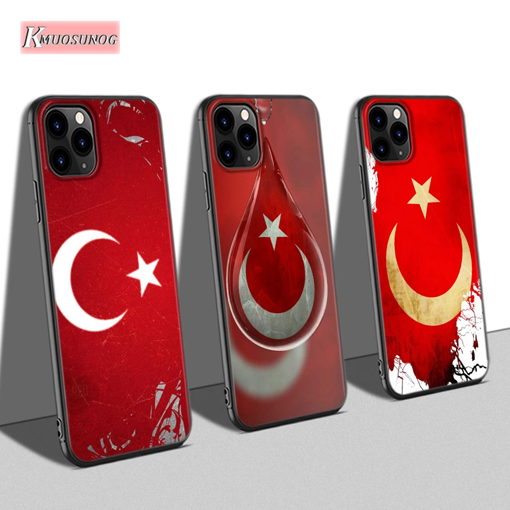 Черный чехол для iPhone 11 Pro XS XR X Max телефона с турецким флагом 8 7 6S 6 Plus|Бамперы| |