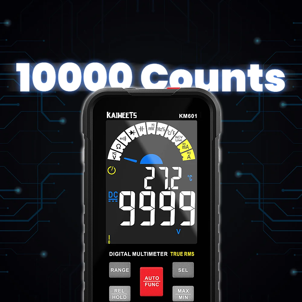 Digital Multimeter Smart Multimeter 9999 Counts TRUE RMS Digital Smart Auto Range 1000V 10A Tester Meter Ohm Hz Capacitance REL True RMS AC DC DMM