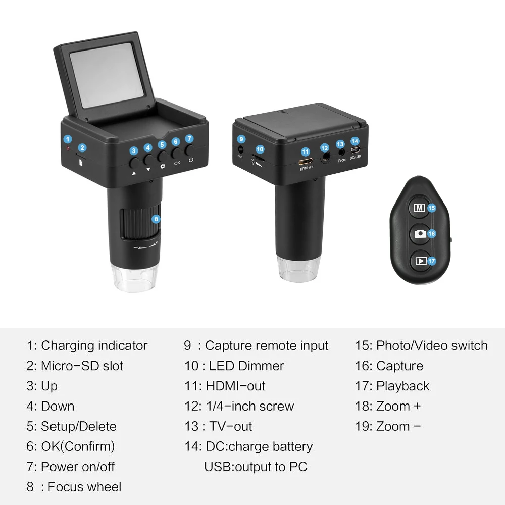 10X-220X цифровой микроскоп 2," lcd 1080P Full HDMI/AV/USB выход 3.0MP светодиодный Лупа с регулируемой подставкой