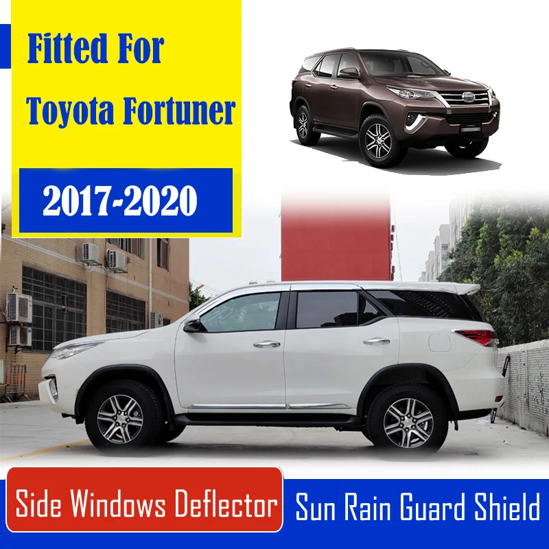 

1 Set Chrome Side Vent Sun Shade Window Visors Rain Guard Deflectors For Toyota Fortuner 2017-2020