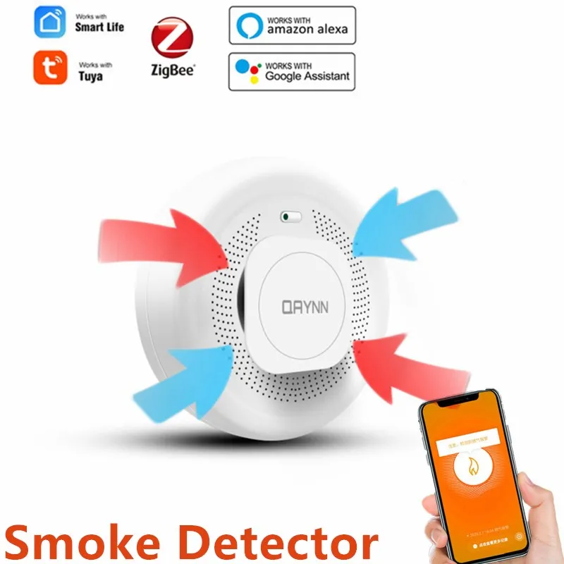 Tuya-Detector de humo ZigBee, Sensor de alarma de fuego, sistema de seguridad para el hogar, bombero, alarma de humo, protección contra incendios, casa inteligente