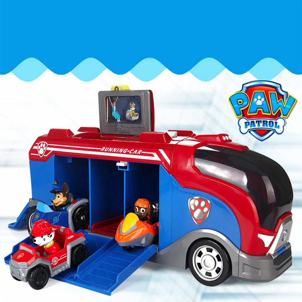 

Paw patrol Dog patrulha canina Music Base Bus Sliding Dog Rescue Team Toy Set Action Figure model Children toys Christmas Gifts