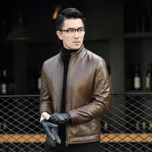 Кожаная мужская куртка,, тонкая, натуральная кожа, куртки, зимняя, овчина, кожа, мужская, утиный пух, пальто, Jaqueta De Couro M15C083 YY1016