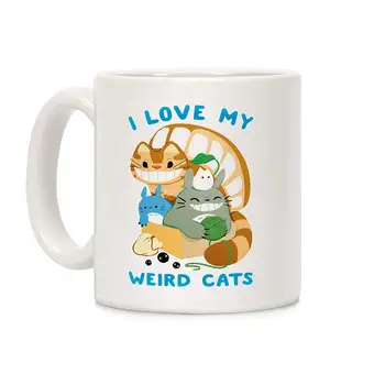 

I love my weird cats White 11 Ounce Ceramic Coffee Mug