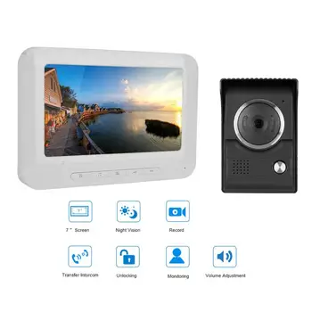 

7-inch IR TFT-LCD Color HD Video Intercom Monitor Surveillance Doorbell 100-240V