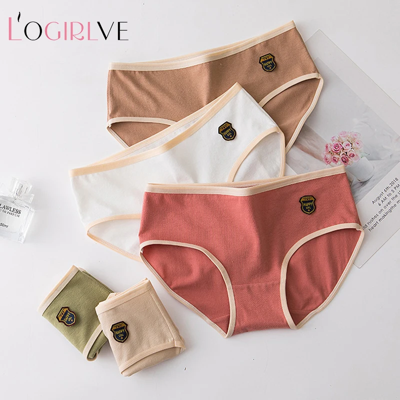 

Logirlve 3PCS Women Simple Cotton Underwear Women's Mid-Rise Penty Set Breathable Briefs for Women Underpanty