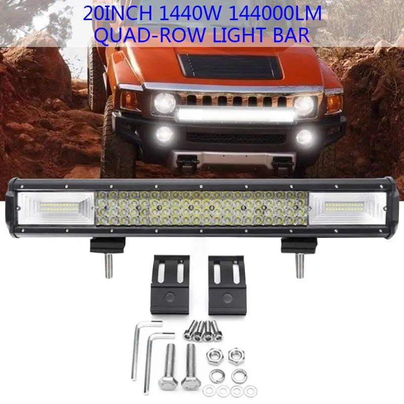 

20Inch 1440W LED Work Light Bar Flood Spot Combo Offroad Driving Lamp Car Truck