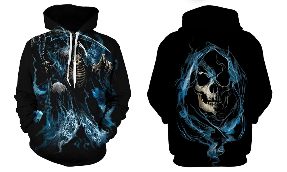 3D толстовки с черепом, мужские толстовки, пуловер в стиле панк, хип-хоп, рок, уличная одежда, готический ужас, крутой, для мужчин и женщин, пуловер с длинным рукавом