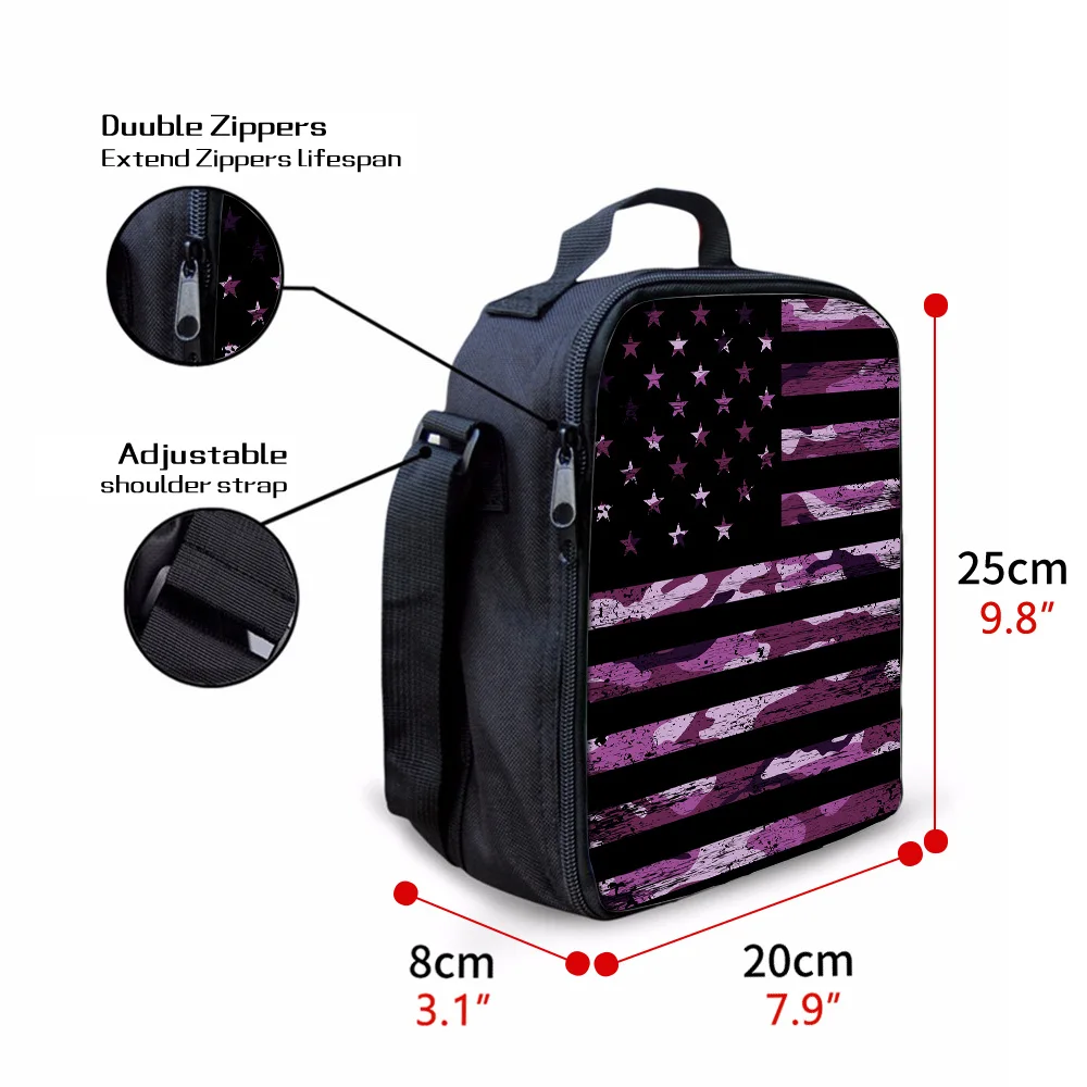 American Flag Lunch Bag CAMO USA Flag Lunchbox Cooler ADJUSTABLE SHOULDER BAG 