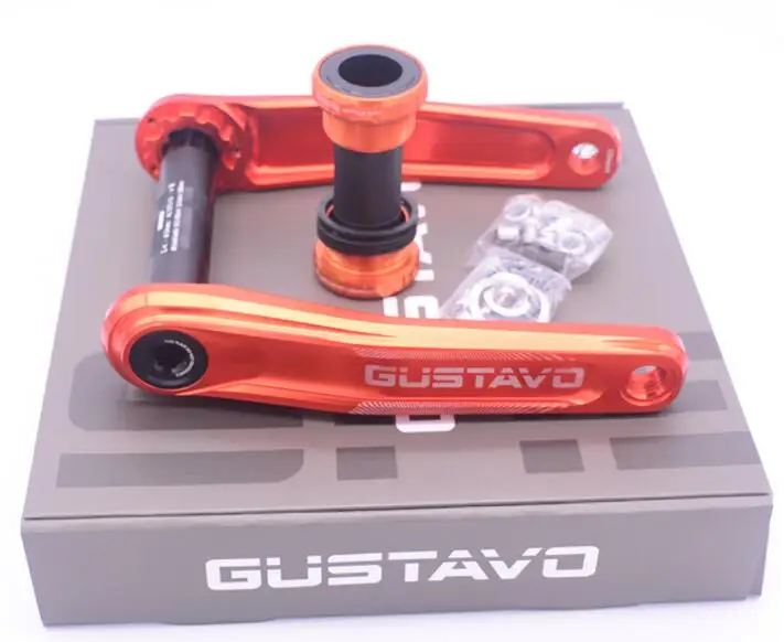 orange Crank axis GUSTAVO MTB GXP до 104BCD велосипедный Кривошип горный велосипедный Кривошип 170/175 мм - Цвет: orange Crank axis