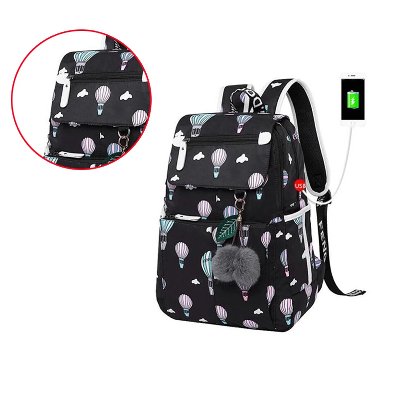 FengDong модный школьный рюкзак Usb школьные сумки черный рюкзак плюшевая сумка для компьютера Водонепроницаемая дорожная сумка