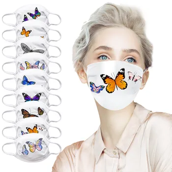 

2PCS Butterfly Printed Adult Mask Breathable Washable Cotton Mask Women Men Unisex Face Mouth Cover Reusable Mascarillas De Tela