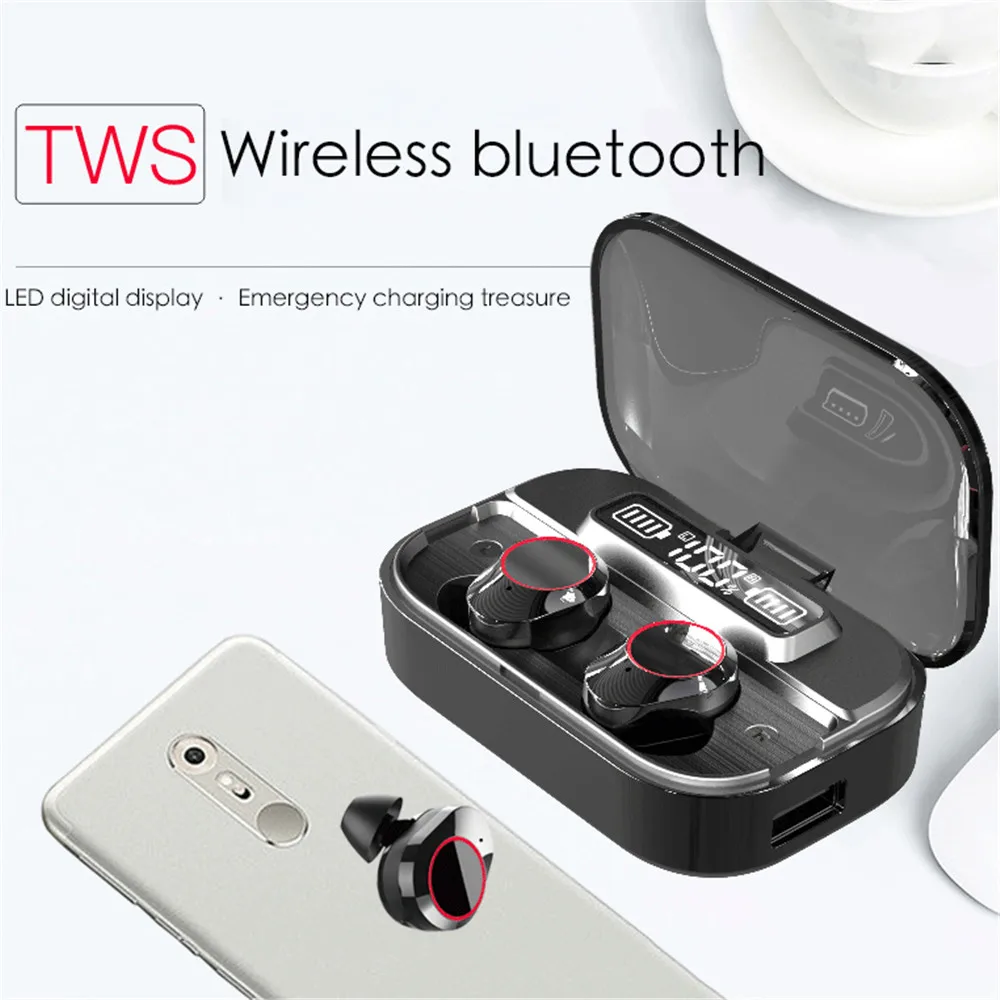  2020 Upgrade Noise Reduction Bluetooth Earphone Ture Wireless Earphone for Android Mobile Phone iPhone Deep Bass TWS EarBuds
