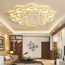 

Modern LED Chandelier Ceiling Lights Fixtures for Living Room White K9 Crystal Home Bedroom Lamp with Remote Control Dimmable