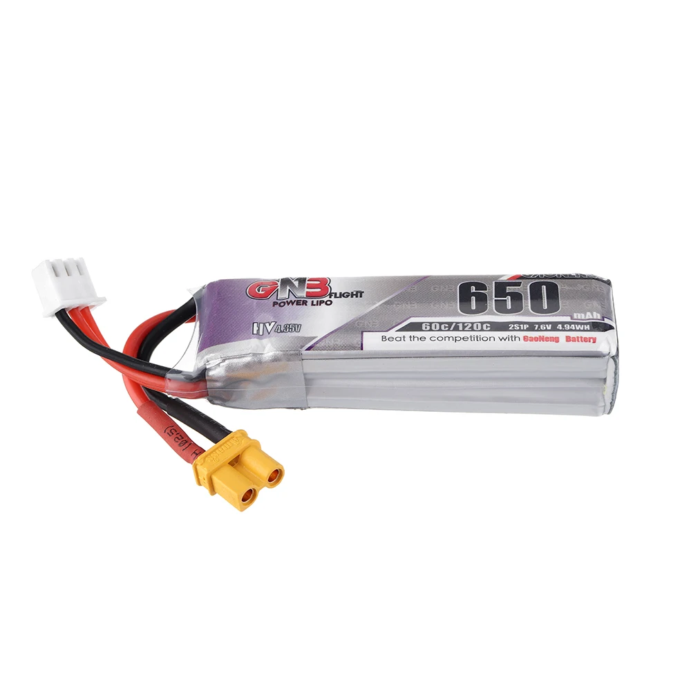 Gaoneng 7 6 V 650mAh 60C 2S HV 4 35 Lipo батарея XT30 разъем для Happymodel FPV Racing Cine Whoop BetaFPV Drone|Детали и