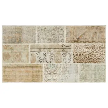 

Handmade Beige Vintage Overdyed Patchwork Area Rug 082x150 Cm-2'8''X4'11''