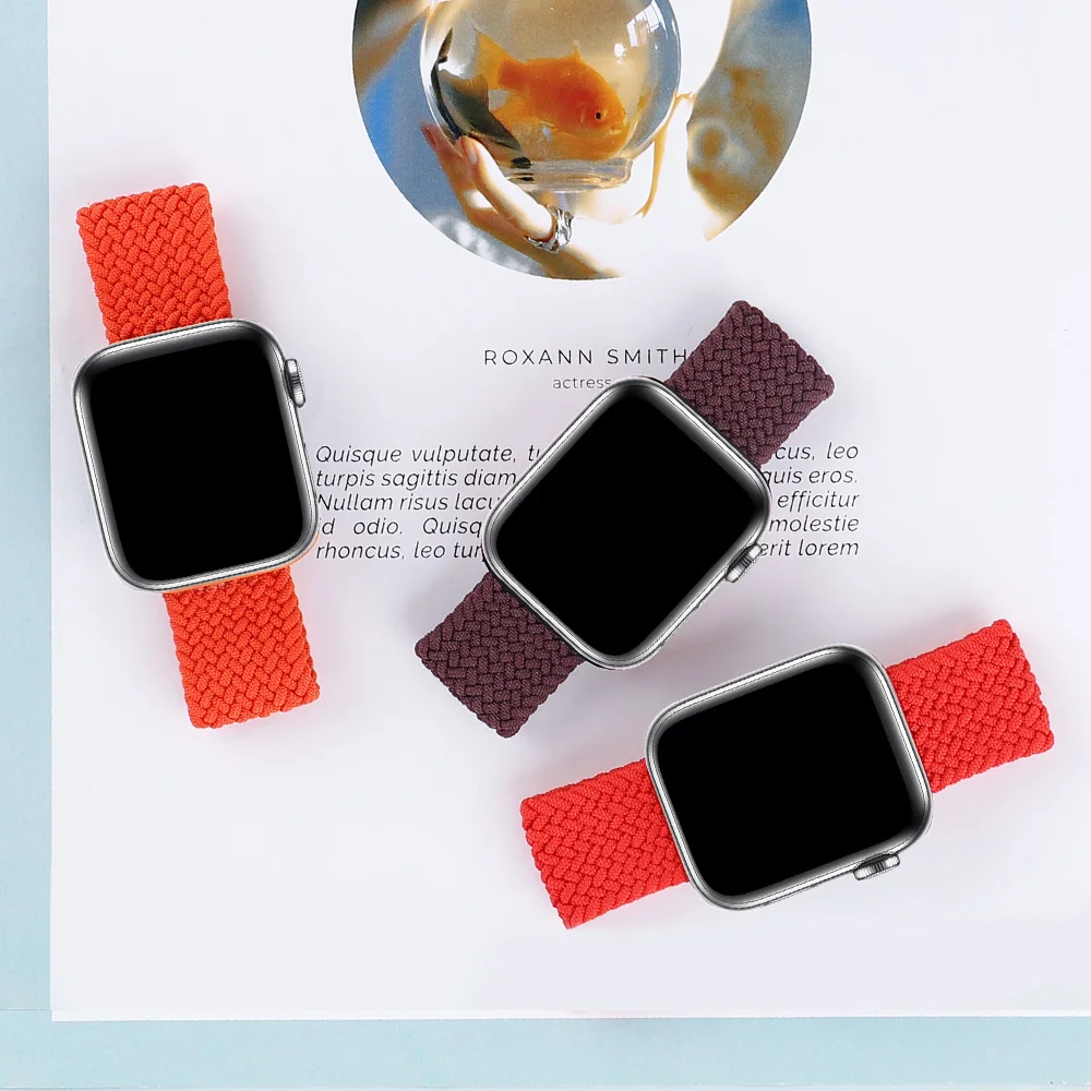 Braided Solo Loop strap for Apple watch band 44mm 40mm Elastic Wristband Bracelet on iwatch Se Series 7 6543 42mm 38mm 41mm 45mm