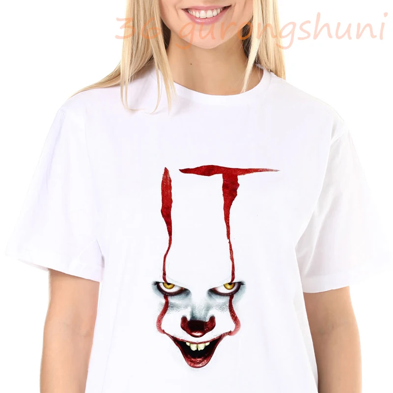 Футболка с принтом Pennywise женские летние топы 2019 Клубная футболка коротким