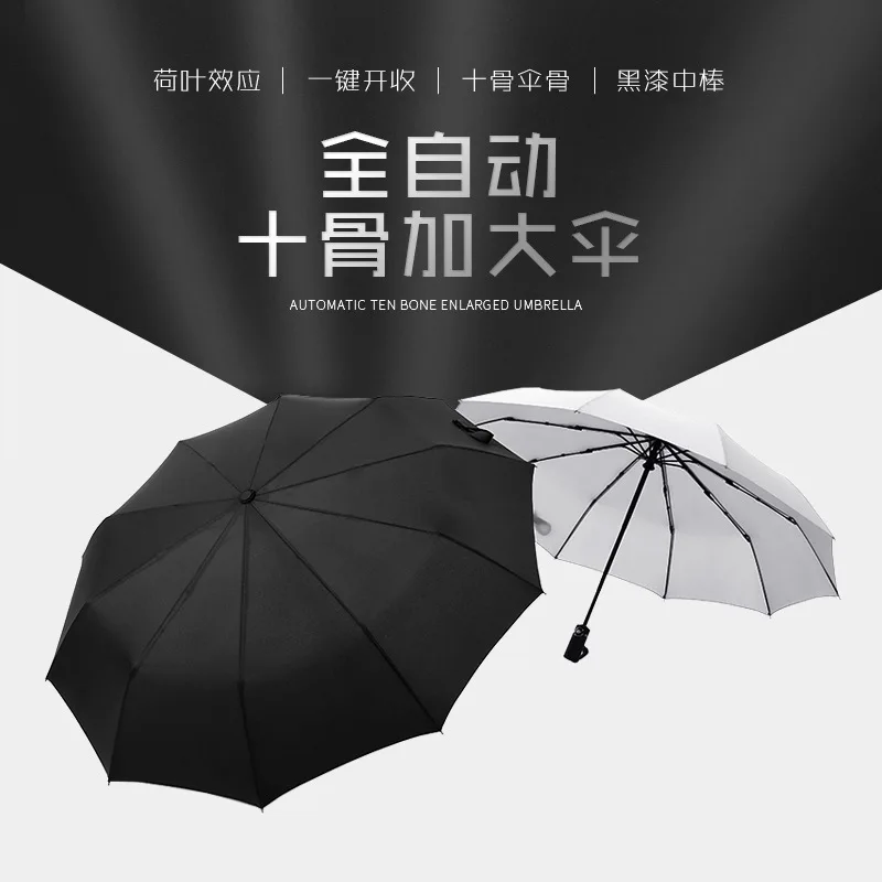 

Shangyu Manufacturers Three Fold Fully Automatic Double All-Weather Umbrella Wind-Resistant Japan shang wu san Advertising Umbre