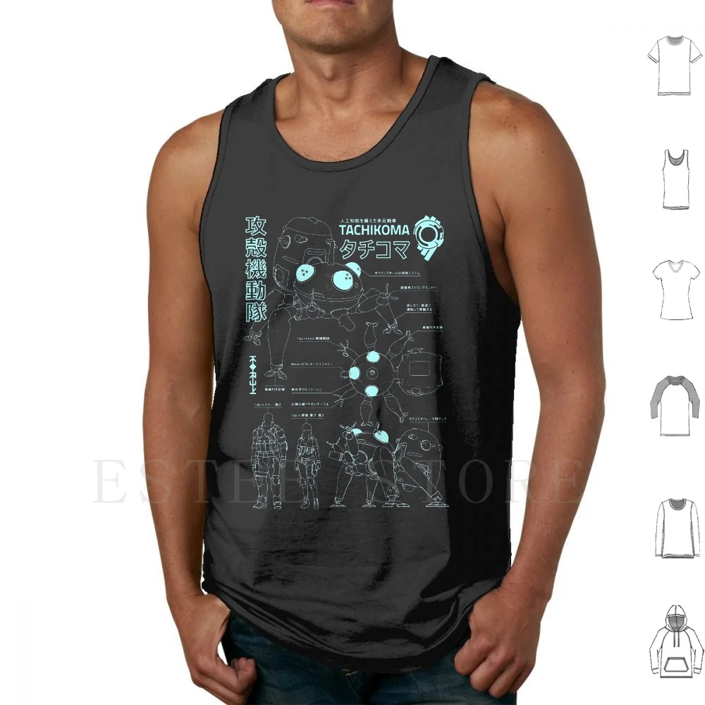 Tachikoma Blueprint Boy Tank Tops Vest Cotton Tachikoma Ghost In The Shell Robot Motoko Kusanagi Batou Blueprint Tank Tops Aliexpress