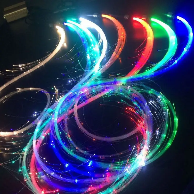 Fiber Optic Lamp LED Fiber Optic Whip Rechargeable Fiber optical Pixel Light-up Whip Light Flow Toy for Dance Party Lighting show Rave EDM Music