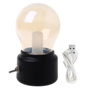 

Vintage Bulb Night Light USB Rechargeable LED Energy-saving Bed Lamp Mini Desk Lights Q0KF