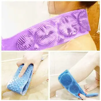 

Silicone Bath Body Brush Exfoliating Long Silicone Body Back Scrubber Bath Towel for Dead Skin Remover Dual Sided