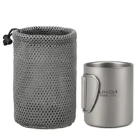 Lixada Camping Titanium Mug Double Wall Titanium Mug Outdoor Picnic Cookware Coffee Water Mug with Foldable Handle 50ML-750ML 2