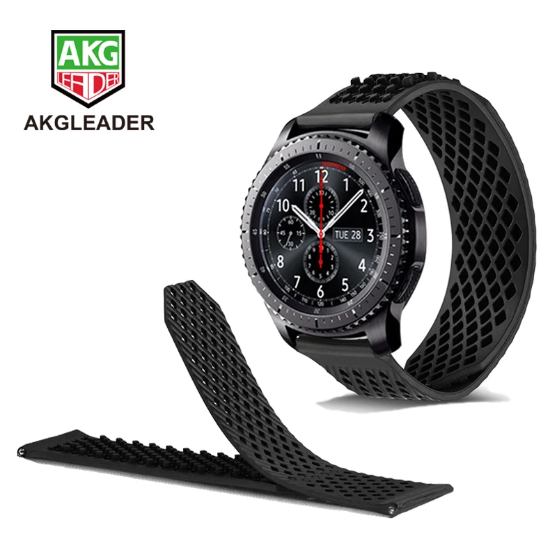 AKGLEADER мягкая резина 22 мм спортивный ремешок для huawei Watch GT ремешок для samsung Galaxy Watch 46 мм gear S3 браслет Amazfit 2