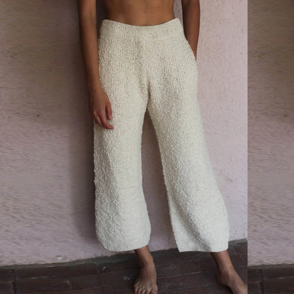 

2019 New Fashion Women Autumn Winter Warm Fitness Pants Loose Casual Fleece Pants Solid Thicken Home Straight Pants