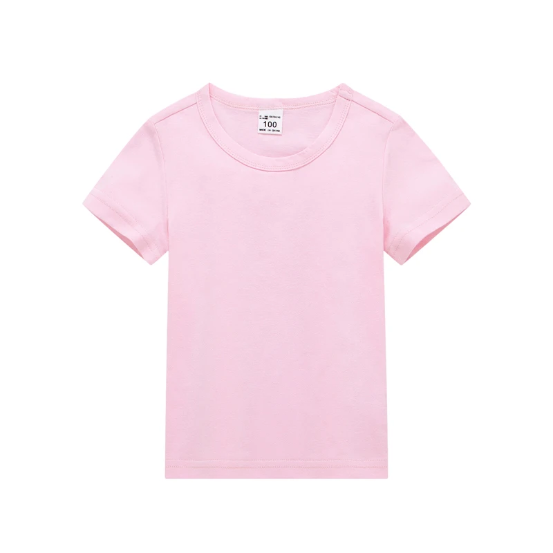 DE PEACH/футболки для мальчиков хлопковая Однотонная футболка для маленьких девочек летние детские топы для девочек, детская одежда с короткими рукавами, camiseta размеры От 2 до 12 лет - Цвет: Розовый