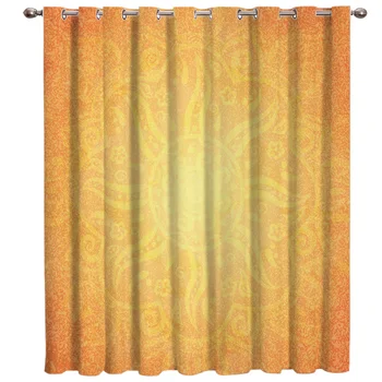 

Orange Indian Style Window Treatments Curtains Valance Living Room Bedroom Curtains Kitchen Floral Decor Kids Room Curtains