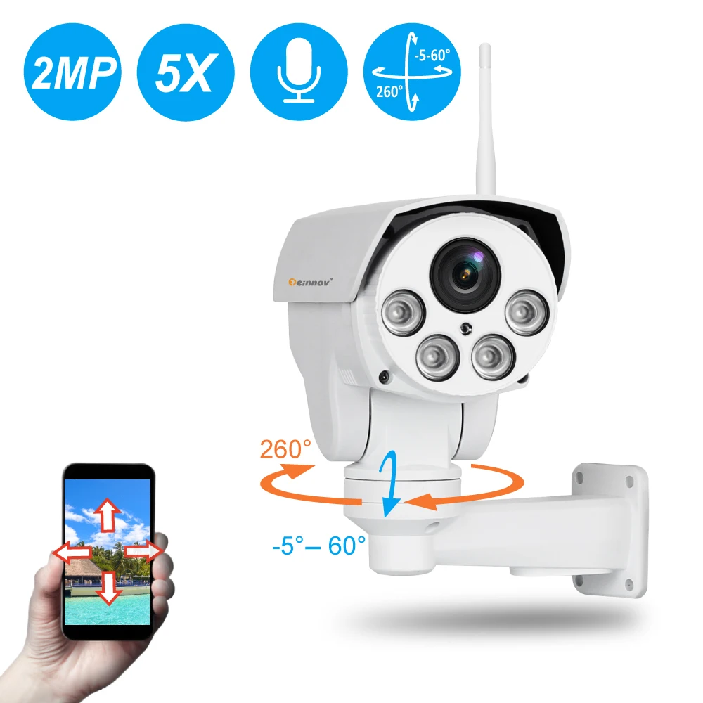 Einnov PTZ IP камера 5X Zoom 1080P наружная беспроводная домашняя безопасности Wifi видео