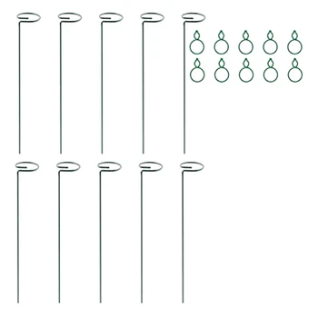 

Plant Stem Support,10 Plant Support Rods, Plant Cage Support Ring, 10 Plant Clips, Plant Stem Flower Support