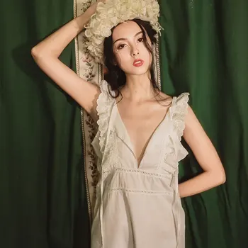 

Women's Sexy Nightdress Summer Nightshirt Nightdress Sleepwear Nightwear Cotton Night Dress Home Dress Nightgown Ladies Lingerie