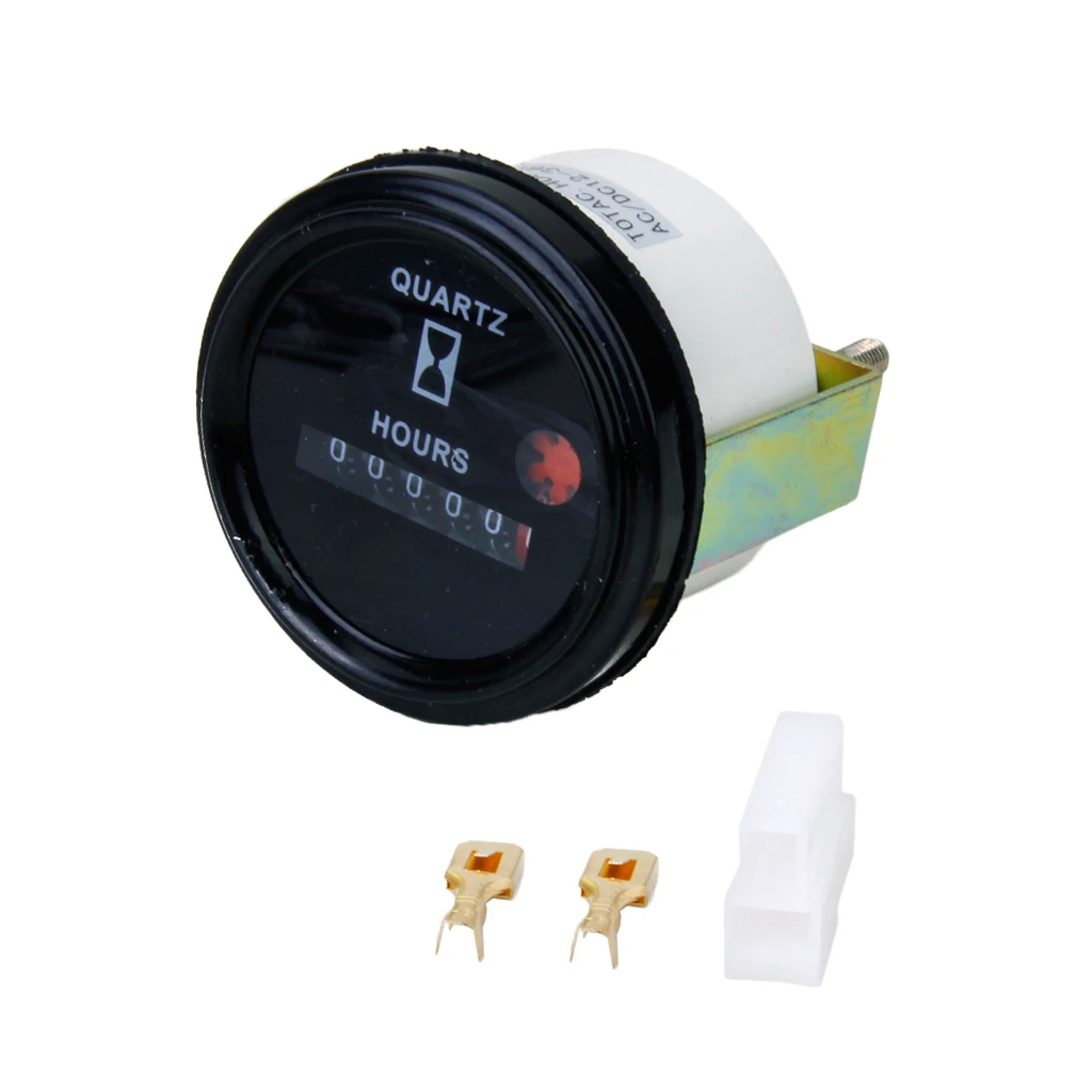 DC/AC 12-36V 6-Digit Round Quartz Hour Meter Gauge for Boat Car Truck Engine