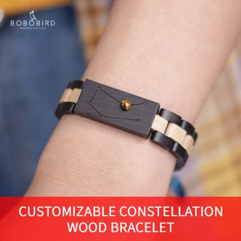 

Custom Bracelets Wood Brown Bead Insert Personal Constellation Zodiac Sign Birthday Gift for Couple Anniversary Gifts Present
