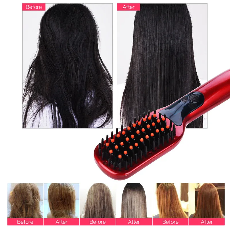 Hair Brush Fast Straightener Comb hair Electric Flat Iron LCD Display Digital Heating Anti-static Styling Tool | Красота и здоровье