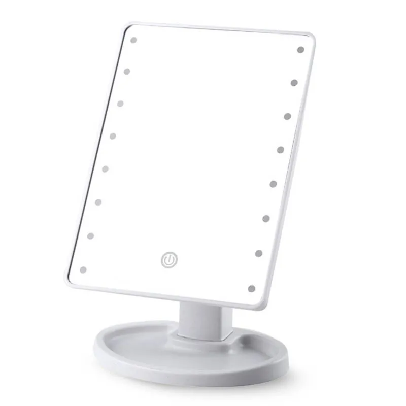Светодиодный Сенсорный экран зеркало для макияжа класса люкс зеркало с 16/22 светодиодный свет 180 градусов регулируемый стол зеркало для макияжа - Цвет: white 16 usb