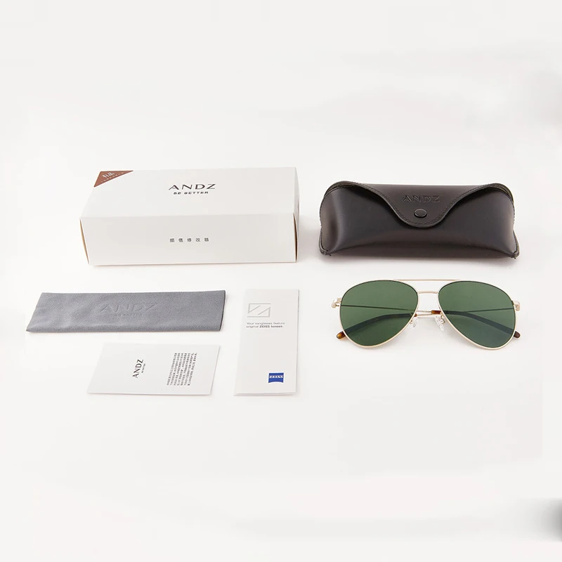  Xiaomi ANDZ Classic Pilot Mirror Aviatior Sunglasses ZEISS Lens UV400 Protection Fashion Double Bea